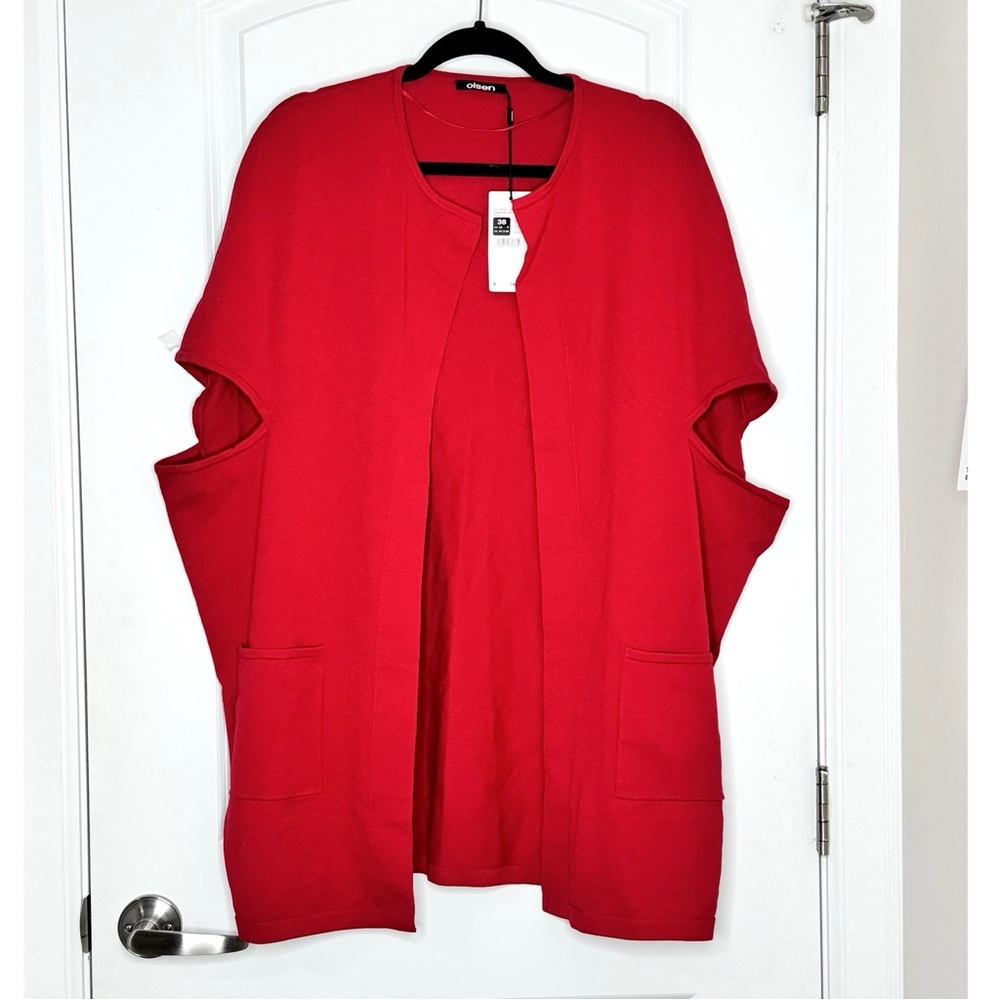Cap Sleeve Long Line Round Neck Cardigan / Poncho